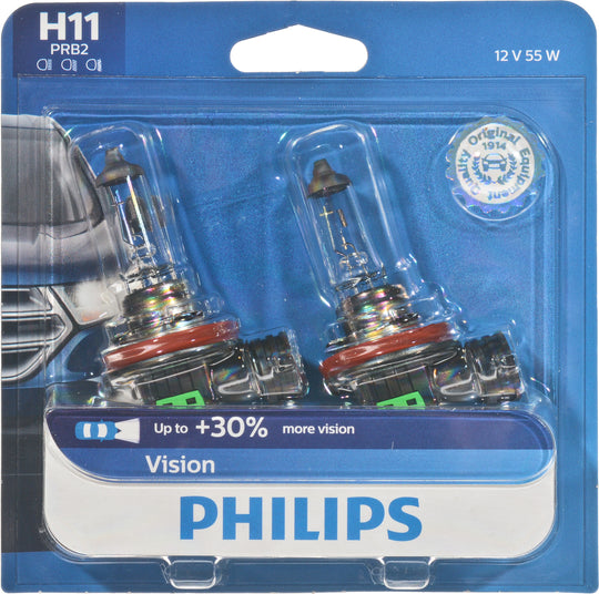 H11PRB2 Philips Vision Headlight H11 - Vision - Twin Blister Pack Philips Bulbs