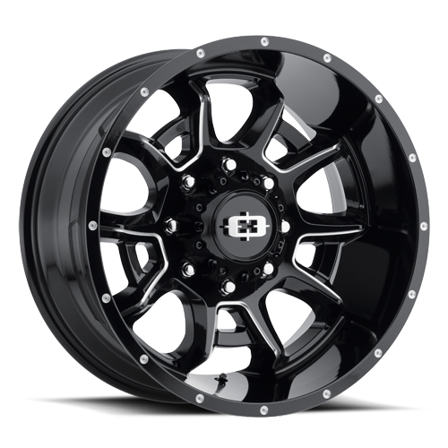 415-2981GBMS12 - Vision 415 Bomb 20X9 8X165.1 12mm Gloss Black Milled Spoke - Vision Wheels Canada