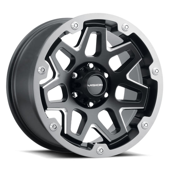 416-2983SBMG12 - Vision 416 Se7en 20X9 6X139.7 12mm Satin Black Milled Spoke - Vision Wheels Canada