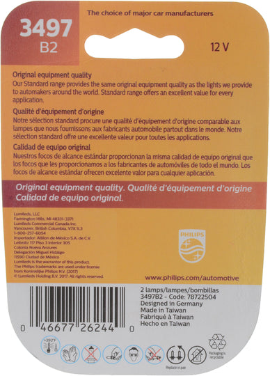 3497B2 Philips Standard Miniature 3497 - Standard - Twin Blister Pack Philips Bulbs