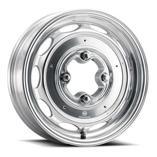 MW-430P-54530+25 - Mobelwagen 430P Interceptor 15X4.5 4X130 25mm Polished - Mobelwagen Wheels Canada