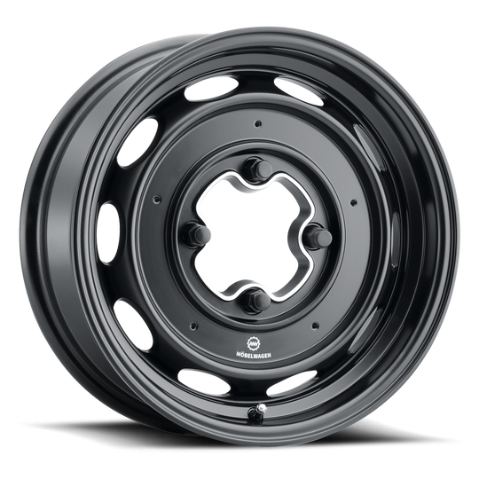 MW-430B-54530+25 - Mobelwagen 430B Interceptor 15X4.5 4X130 25mm Satin Black - Mobelwagen Wheels Canada