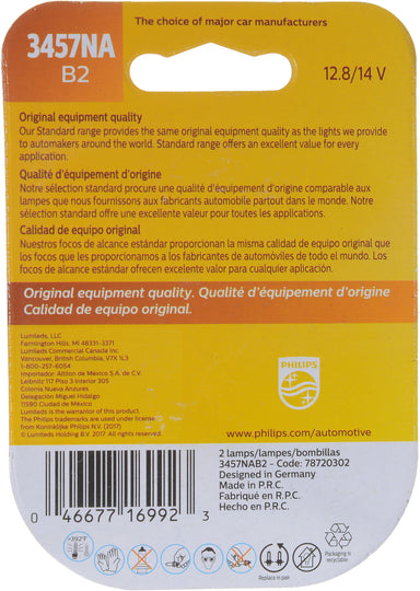 3457NAB2 Philips Standard Miniature 3457NA - Standard - Twin Blister Pack Philips Bulbs