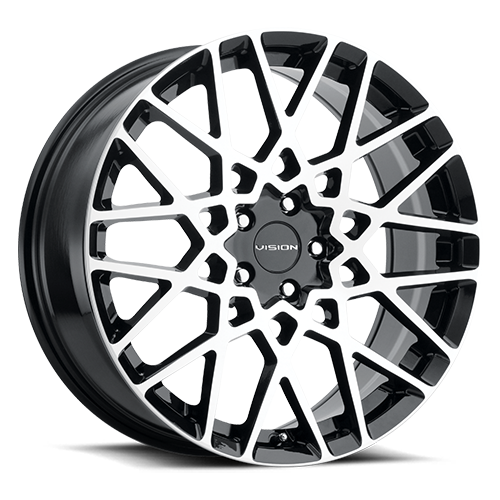 474-2845GBMF35 - Vision 474 Recoil 20X8.5 5X112 35mm Gloss Black Machined Face - Vision Wheels Canada