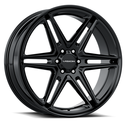 476-22985GB8 - Vision 476 Wedge 22X9.5 5X139.7 8mm Gloss Black - Vision Wheels Canada