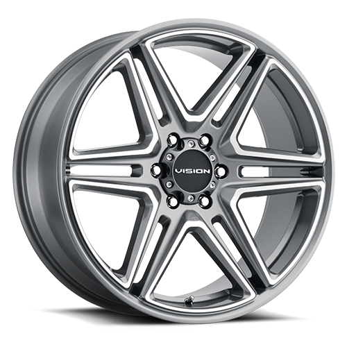 476-24936GMMF30 - Vision 476 Wedge 24X9.5 6X135 30mm Gunmetal Machined Face - Vision Wheels Canada