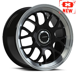 478-6813GBBRL38 - Vision 478 Alpine 16X8 5X110 / 5X115 38mm Gloss Black Brushed Lip - Vision Wheels Canada