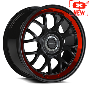 478-7821GBRTB38 - Vision 478 Alpine 17X8 4X100 / 4X114.3 38mm Gloss Black Red Tint Brushed Lip - Vision Wheels Canada
