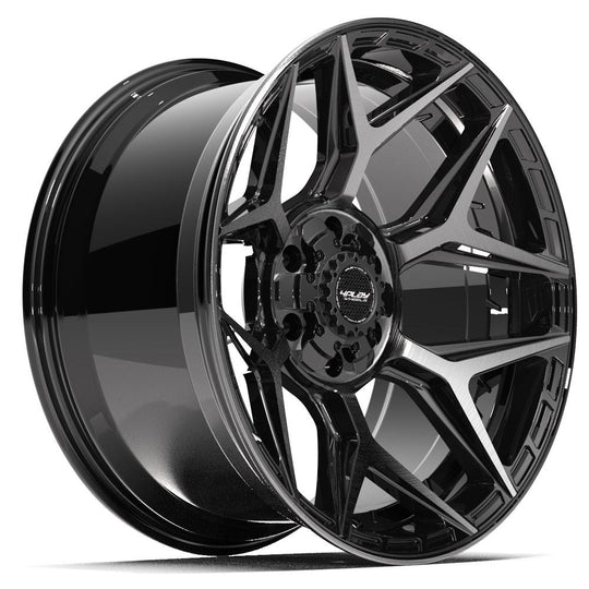 4P06-20100-6D55-18BBT - 4Play 4P06 20X10 6X139.7 / 6X135 ET-18mm Gloss Black with Brushed Face & Tinted Clear - 4Play Wheels Canada