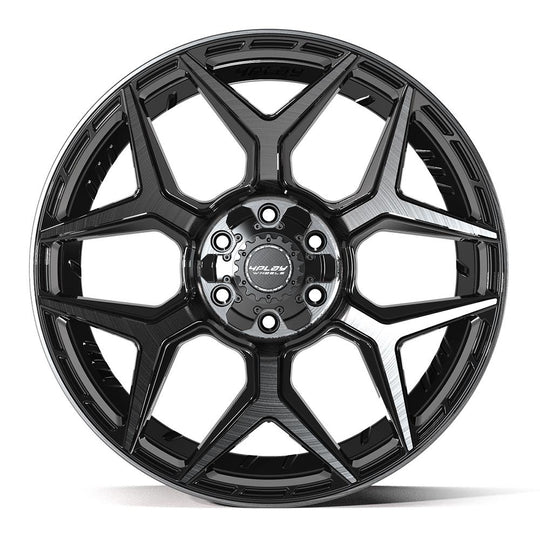 4P06-22090-6D55-12BBT - 4Play 4P06 22X9 6X139.7 / 6X135 ET12mm Gloss Black with Brushed Face & Tinted Clear - 4Play Wheels Canada