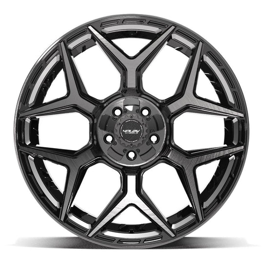 4P06-22100-5D55-18BBT - 4Play 4P06 22X10 5X127 / 5X139.7 ET-18mm Gloss Black with Brushed Face & Tinted Clear - 4Play Wheels Canada