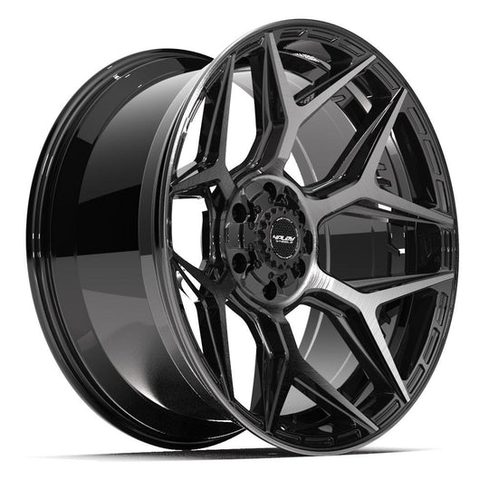 4P06-22100-6D55-18BBT - 4Play 4P06 22X10 6X139.7 / 6X135 ET-18mm Gloss Black with Brushed Face & Tinted Clear - 4Play Wheels Canada