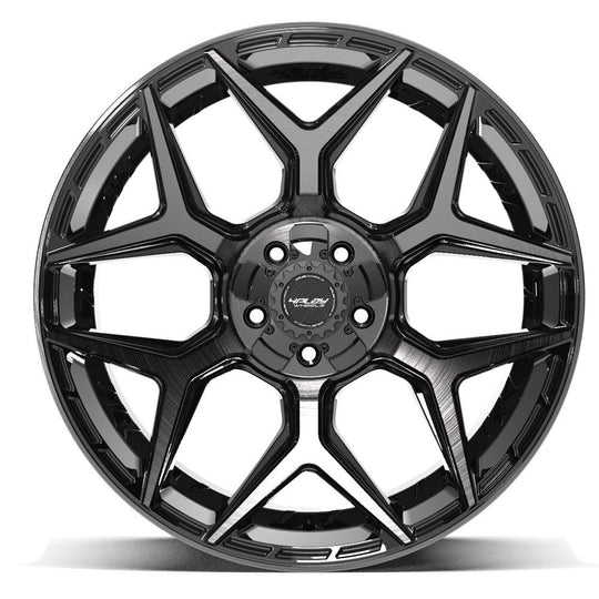 4P06-22120-5D55-44BBT - 4Play 4P06 22X12 5X127 / 5X139.7 ET-44mm Gloss Black with Brushed Face & Tinted Clear - 4Play Wheels Canada