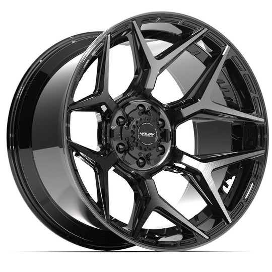 4P06-22120-6D55-44BBT - 4Play 4P06 22X12 6X139.7 / 6X135 ET-44mm Gloss Black with Brushed Face & Tinted Clear - 4Play Wheels Canada