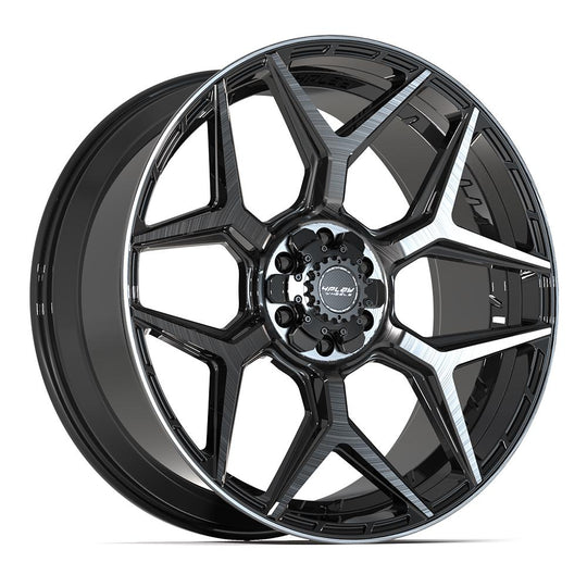 4P06-24100-6D55-18BBT - 4Play 4P06 24X10 6X139.7 / 6X135 ET18mm Gloss Black with Brushed Face & Tinted Clear - 4Play Wheels Canada