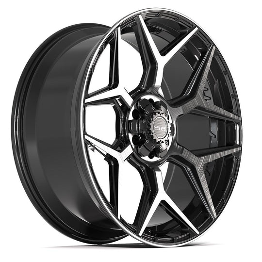 4P06-24100-6D55-18BBT - 4Play 4P06 24X10 6X139.7 / 6X135 ET18mm Gloss Black with Brushed Face & Tinted Clear - 4Play Wheels Canada