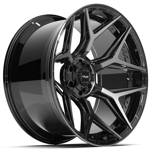4P06-24120-6D55-44BBT - 4Play 4P06 24X12 6X139.7 / 6X135 ET-44mm Gloss Black with Brushed Face & Tinted Clear - 4Play Wheels Canada