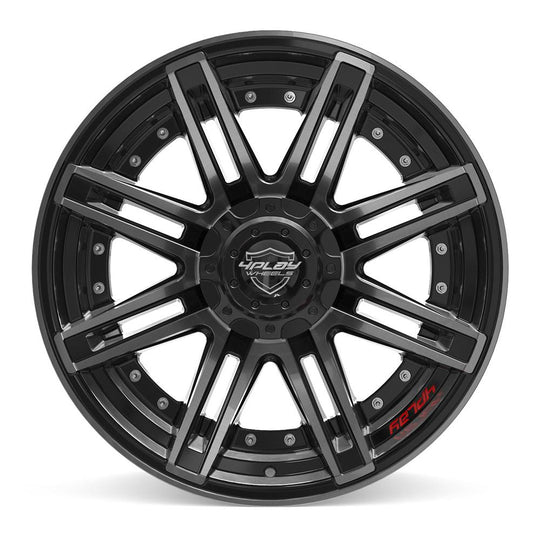 4P08-20100-6D55-18BBT - 4Play 4P08 20X10 6X139.7 / 6X135 ET-18mm Gloss Black with Brushed Face & Tinted Clear - 4Play Wheels Canada