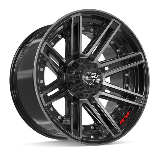 4P08-20100-6D55-18BBT - 4Play 4P08 20X10 6X139.7 / 6X135 ET-18mm Gloss Black with Brushed Face & Tinted Clear - 4Play Wheels Canada