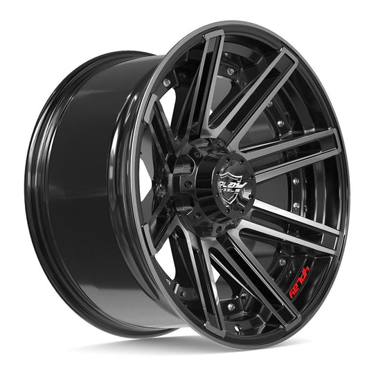4P08-20100-6D55-18BBT - 4Play 4P08 20X10 6X139.7 / 6X135 ET-18mm Gloss Black with Brushed Face & Tinted Clear - 4Play Wheels Canada