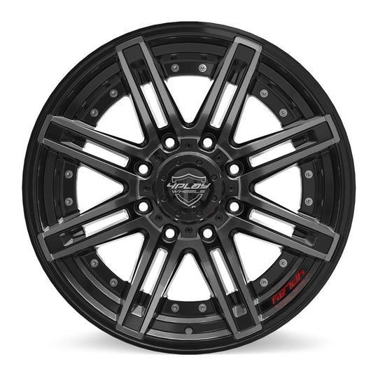 4P08-20100-8170-24BBT - 4Play 4P08 20X10 8X170 ET-24mm Gloss Black with Brushed Face & Tinted Clear - 4Play Wheels Canada