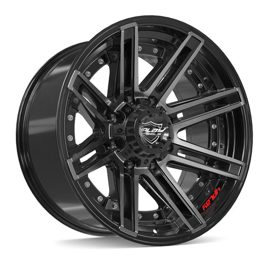 4P08-20100-8180-24BBT - 4Play 4P08 20X10 8X180 ET-24mm Gloss Black with Brushed Face & Tinted Clear - 4Play Wheels Canada