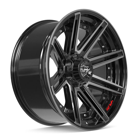 4P08-22100-5D55-24BBT - 4Play 4P08 22X10 5X127 5X139.7 ET-24mm Gloss Black Brushed with Tinted Clear - 4Play Wheels Canada