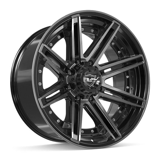 4P08-22100-8170-24BBT - 4Play 4P08 22X10 8X170 ET-24mm Gloss Black with Brushed Face & Tinted Clear - 4Play Wheels Canada