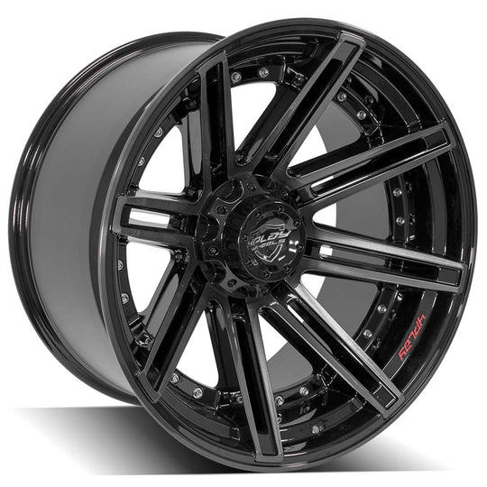 4P08-22120-5D55-44BBT - 4Play 4P08 22X12 5X127 5X139.7 ET-44mm Gloss Black Brushed with Tinted Clear - 4Play Wheels Canada
