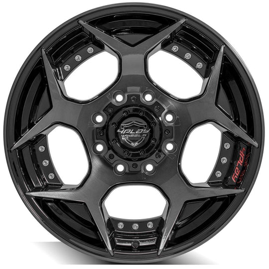 4P50-20100-8170-24BBT - 4Play 4P50 20X10 8X170 ET-24mm Gloss Black Brushed with Tinted Clear - 4Play Wheels Canada