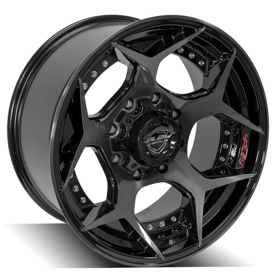 4P50-20100-8170-24BBT - 4Play 4P50 20X10 8X170 ET-24mm Gloss Black Brushed with Tinted Clear - 4Play Wheels Canada