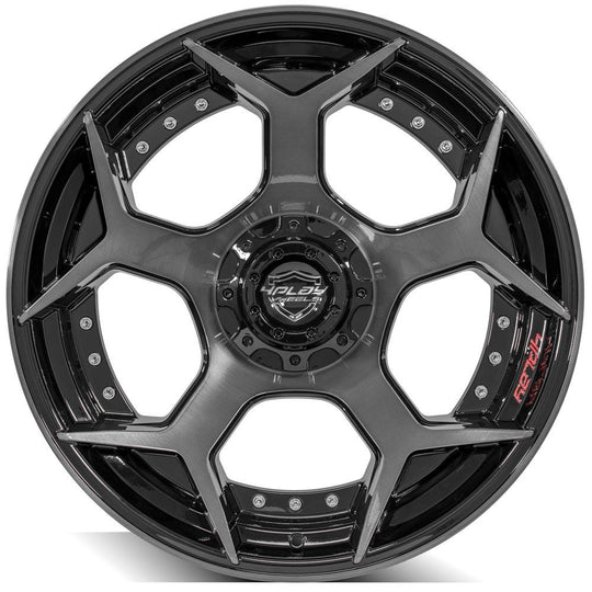 4P50-22100-5D55-24BBT - 4Play 4P50 22X10 5X139.7 / 5X127 -24mm Gloss Black W/ Brushed Face & Tinted Clear - 4Play Wheels Canada