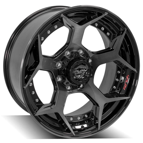 4P50-22100-8170-24BBT - 4Play 4P50 22X10 8X170 ET-24mm Gloss Black Brushed with Tinted Clear - 4Play Wheels Canada