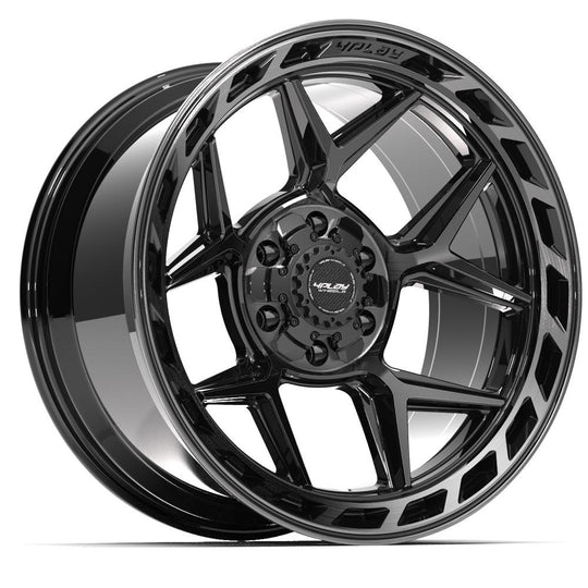 4P55-20100-6D55-18BBT - 4Play 4P55 20X10 6X139.7 / 6X135 ET-18mm Gloss Black with Brushed Face & Tinted Clear - 4Play Wheels Canada