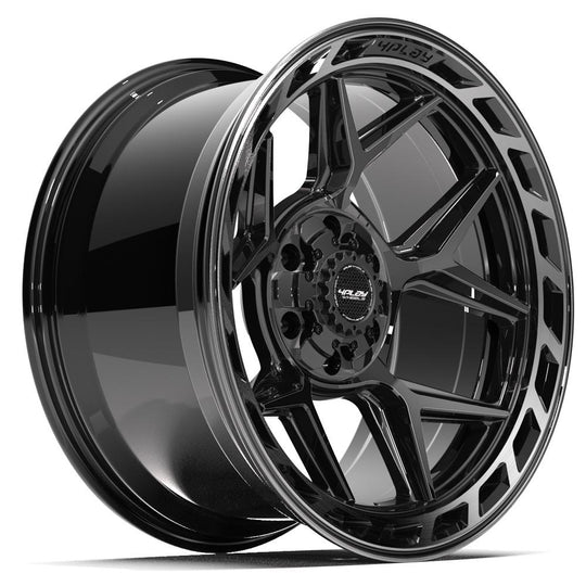 4P55-20100-6D55-18BBT - 4Play 4P55 20X10 6X139.7 / 6X135 ET-18mm Gloss Black with Brushed Face & Tinted Clear - 4Play Wheels Canada