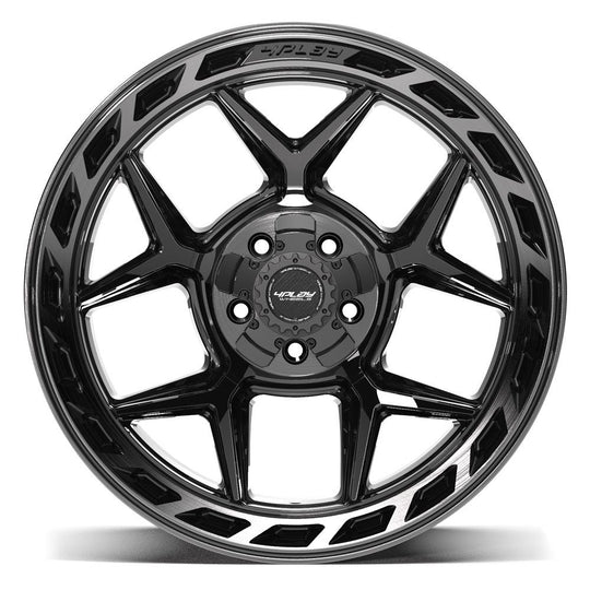 4P55-20120-5D55-44BBT - 4Play 4P55 20X12 5X127 / 5X139.7 ET-44mm Gloss Black with Brushed Face & Tinted Clear - 4Play Wheels Canada