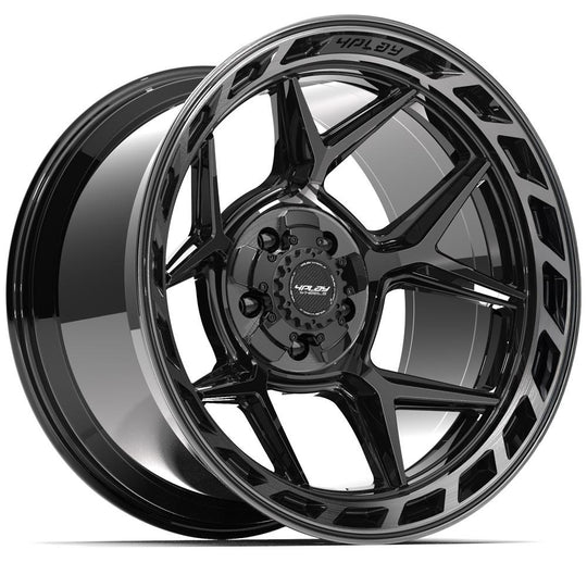 4P55-20120-5D55-44BBT - 4Play 4P55 20X12 5X127 / 5X139.7 ET-44mm Gloss Black with Brushed Face & Tinted Clear - 4Play Wheels Canada