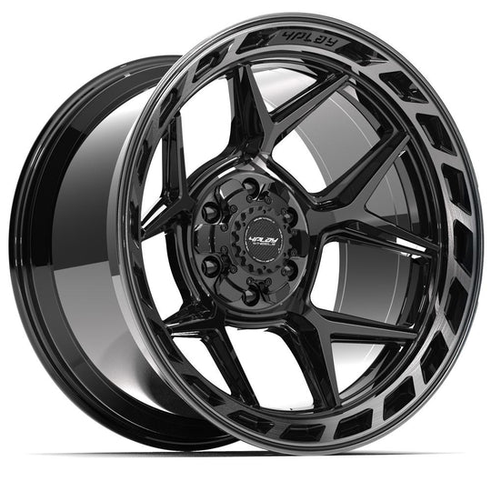 4P55-20120-6D55-44BBT - 4Play 4P55 20X12 6X139.7 / 6X135 ET-44mm Gloss Black with Brushed Face & Tinted Clear - 4Play Wheels Canada