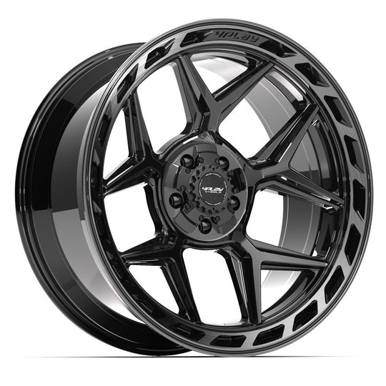 4P55-22100-5D55-18BBT - 4Play 4P55 22X10 5X127 / 5X139.7 ET-18mm Gloss Black with Brushed Face & Tinted Clear - 4Play Wheels Canada