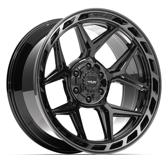 4P55-22100-6D55-18BBT - 4Play 4P55 22X10 6X139.7 / 6X135 ET-18mm Gloss Black with Brushed Face & Tinted Clear - 4Play Wheels Canada