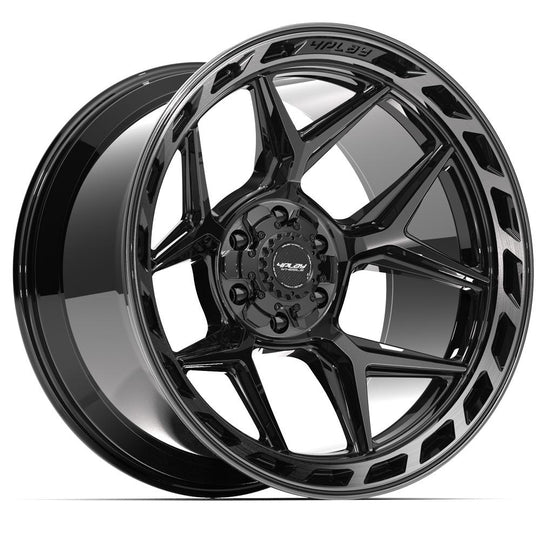 4P55-22120-6D55-44BBT - 4Play 4P55 22X12 6X139.7 / 6X135 ET-44mm Gloss Black with Brushed Face & Tinted Clear - 4Play Wheels Canada