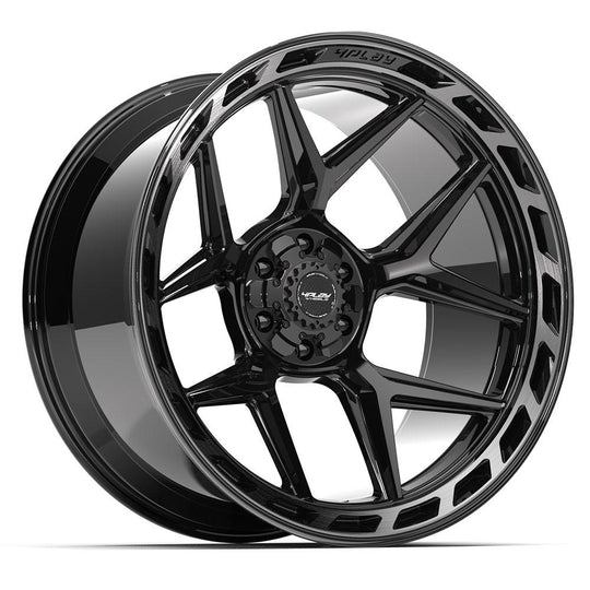 4P55-24120-6D55-44BBT - 4Play 4P55 24X12 6X139.7 / 6X135 ET-44mm Gloss Black with Brushed Face & Tinted Clear - 4Play Wheels Canada