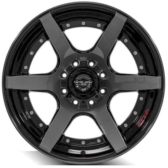 4P60-22100-8170-24BBT - 4Play 4P60 22X10 8X170 ET-24mm Gloss Black Brushed with Tinted Clear - 4Play Wheels Canada