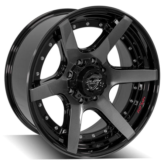 4P60-22100-8170-24BBT - 4Play 4P60 22X10 8X170 ET-24mm Gloss Black Brushed with Tinted Clear - 4Play Wheels Canada