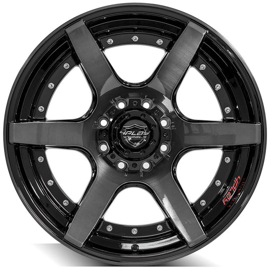 4P60-22100-8650-24BBT - 4Play 4P60 22X10 8X165.1 ET-24mm Gloss Black Brushed with Tinted Clear - 4Play Wheels Canada