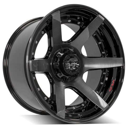 4P60-22120-6D55-44BBT - 4Play 4P60 22X12 6X135 6X139.7 ET-44mm Gloss Black Brushed with Tinted Clear - 4Play Wheels Canada