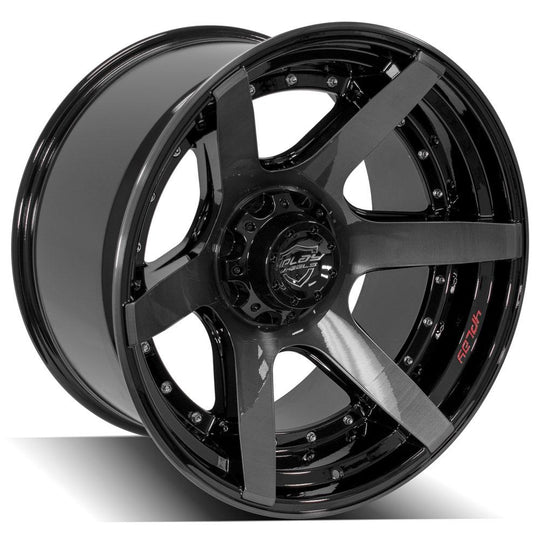 4P60-22120-6D55-44BBT - 4Play 4P60 22X12 6X135 6X139.7 ET-44mm Gloss Black Brushed with Tinted Clear - 4Play Wheels Canada