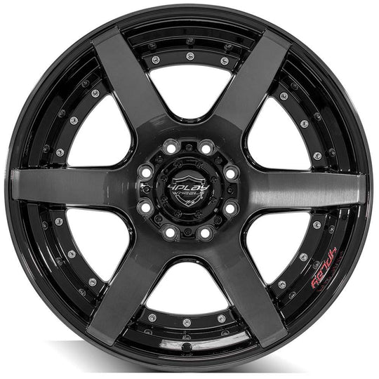 4P60-22120-8170-44BBT - 4Play 4P60 22X12 8X170 ET-44mm Gloss Black Brushed with Tinted Clear - 4Play Wheels Canada