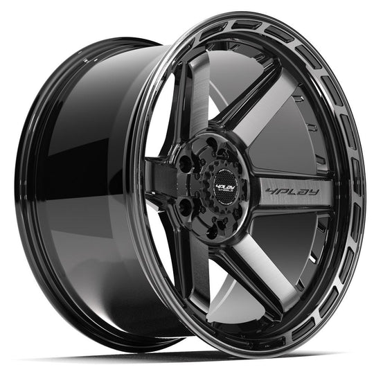 4P63-20100-5D55-18BBT - 4Play 4P63 20X10 5X127 / 5X139.7 ET-18mm Gloss Black with Brushed Face & Tinted Clear - 4Play Wheels Canada