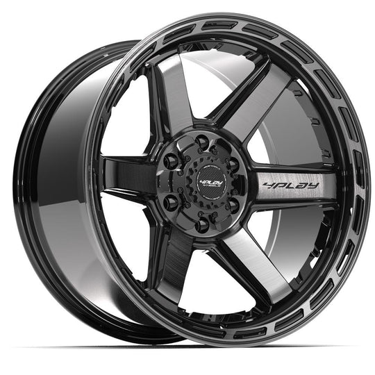4P63-20100-6D55-18BBT - 4Play 4P63 20X10 6X139.7 / 6X135 ET-18mm Gloss Black with Brushed Face & Tinted Clear - 4Play Wheels Canada